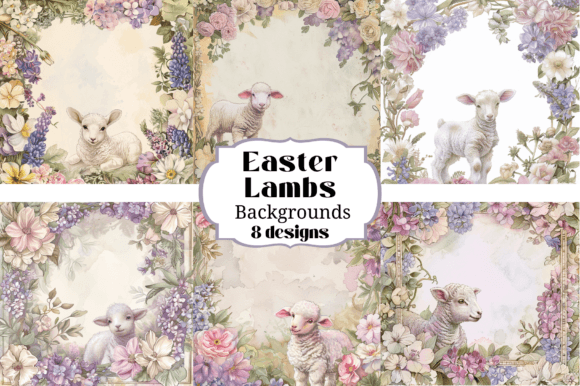 Download 8 Easter Lamb Digital Paper Backgrounds - Backgrounds Collection