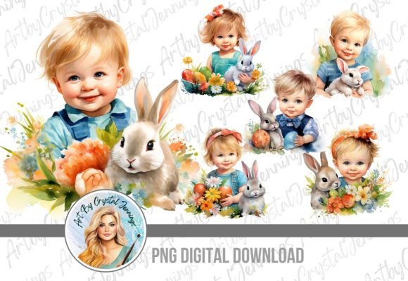 Download Baby and Easter Bunny Design PNG - Easter bunny design Collection