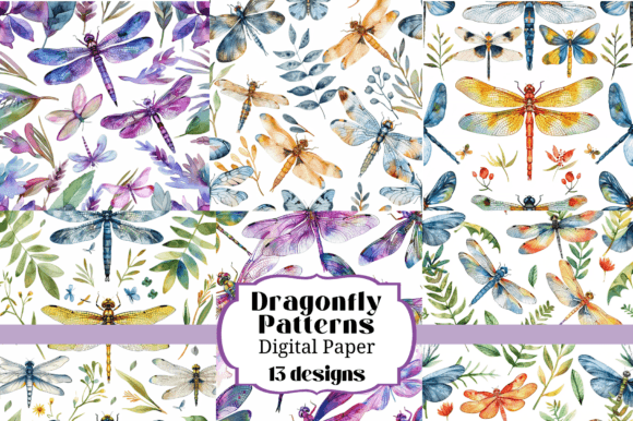 Download 13 Dragonfly Seamless Backgrounds - Backgrounds Collection