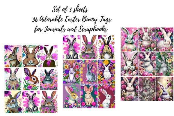 Download 3 Sheets of Easter Bunny Design Tags - Easter bunny design Collection