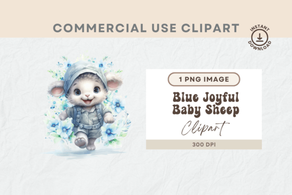 Download Watercolour Blue Floral Baby Sheep Png - Sheep png Collection