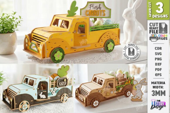 Download 3D Easter Truck Laser Cut Spring Bundle - Easter truck Collection