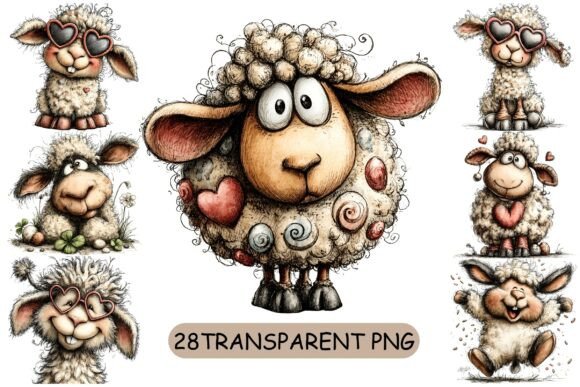 Download 28 Whimsical Sheep PNG Clipart Set - Sheep png Collection