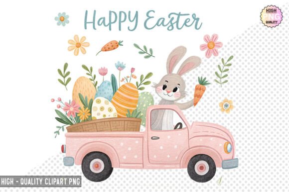 Download Easter Truck with Bunny Clipart – PNG - Easter truck Collection