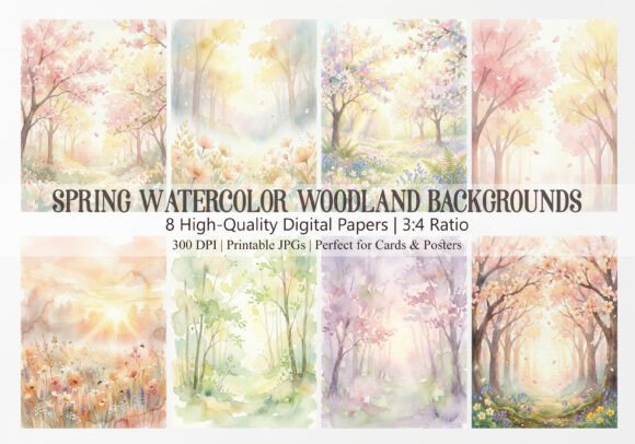 Download Spring Watercolor Woodland Backgrounds 8 - Backgrounds Collection